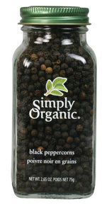 Simply Organic - Peppercorns, Black Whole (75g)