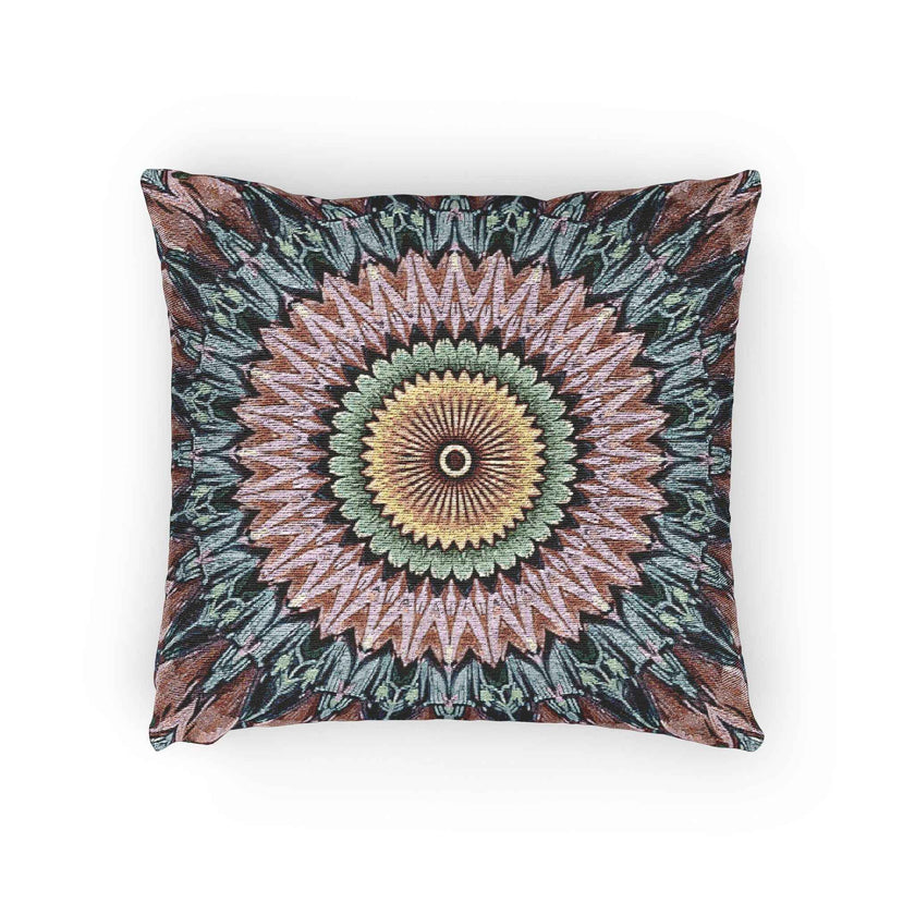 Mandala Sunburst Woven Pillow | Boho Geometric Decorative Cushion Cover