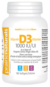 Prairie Naturals Health Products - Vitamin D3 1000 IU (180sg)