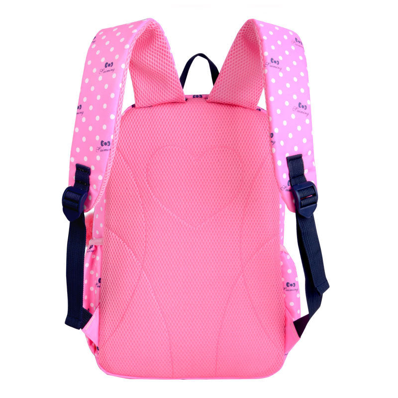 Korean Style Cute Princess Polka Dot Backpack Set for Girls – Nylon School Bag (4 Colours)