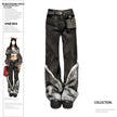 Retro Distressed Pants Leg Stitching Edging Skinny Baggy Jeans Pant For Women