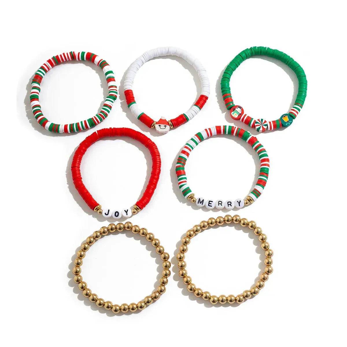 Christmas Polymer Clay Color Bracelet set  Xmas gift idea