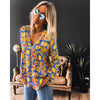 Women Casual Spring Summer New Style Blouse top Printing V-Neck Long-Sleeved