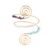 Gravel Ring Beaded Opening Bracelet – Gold Alloy Electroplated Adjustable Bangle (10 Color Styles)