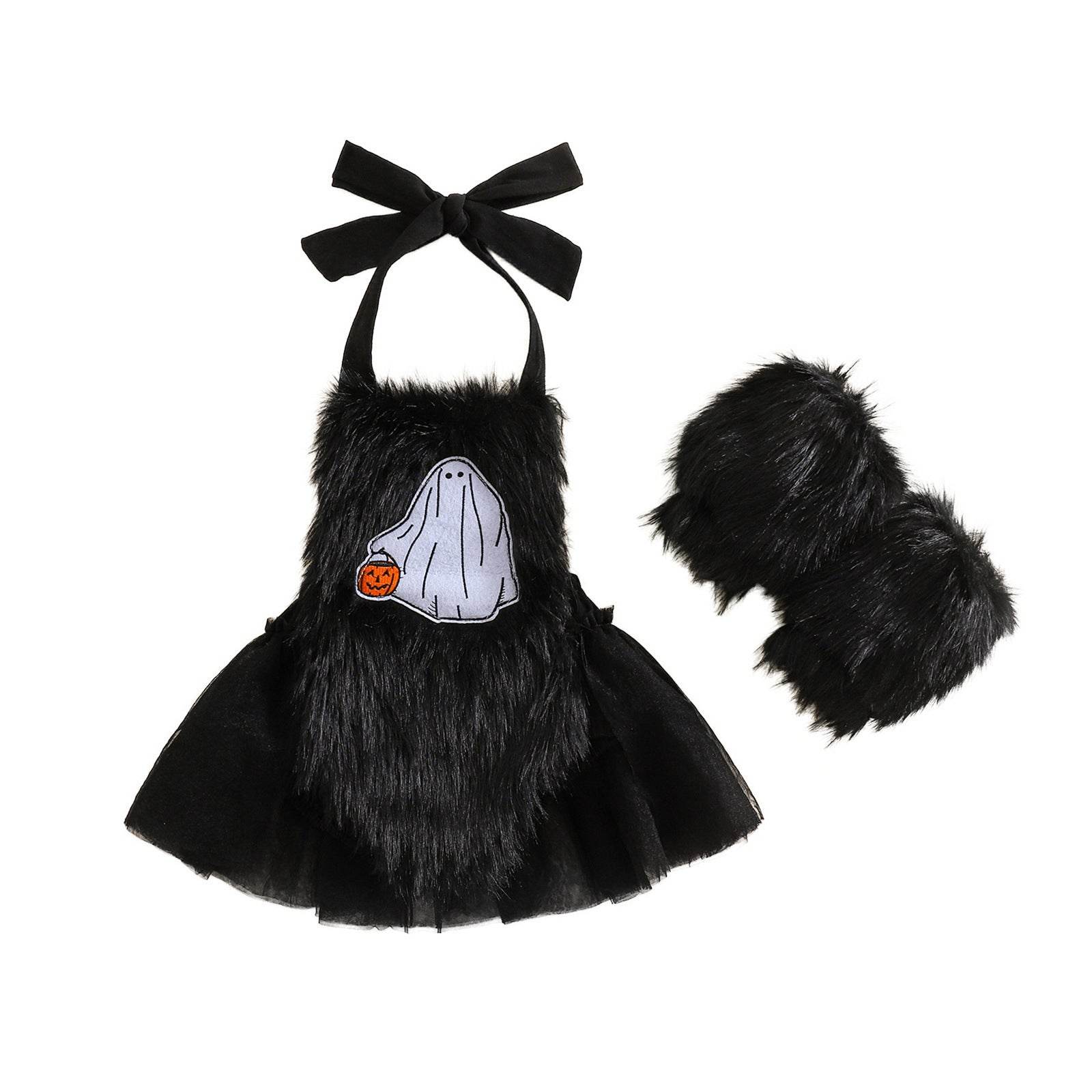 Halloween Children's Clothing Plush Girls' Cute Crawling Suit Two-piece Set