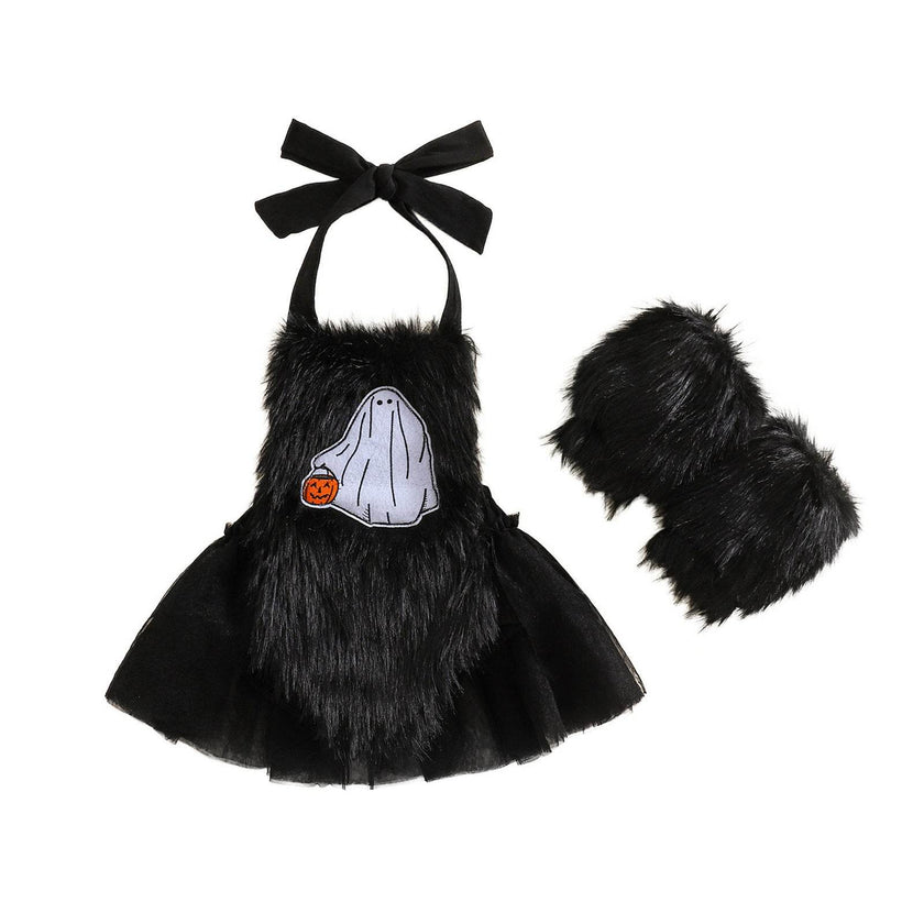 Halloween Children's Clothing Plush Girls' Cute Crawling Suit Two-piece Set
