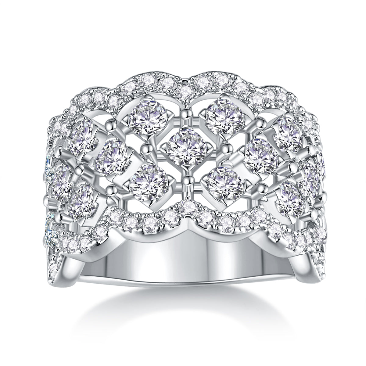 Lace Snowflake Moissanite Ring – S925 Silver, GRA Certified | Platinum, Gold & Rose Gold