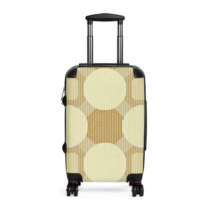 Retro Beige Circle Pattern Suitcase – Vintage Geometric Carry-On Luggage