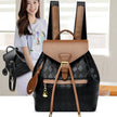 Women's Quilted PU Leather Backpack – Stylish Bucket Bag | Black, Black with Brown, Ostrich Khaki