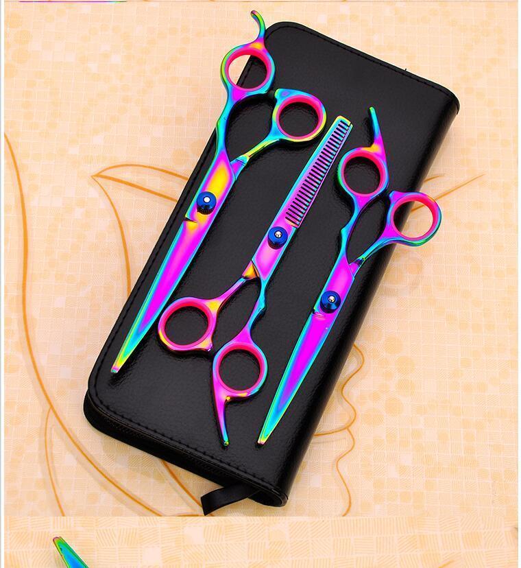 Professional Pet Grooming Scissors Set – Rainbow Iridescent Stainless Steel Shears for Dogs & Cats