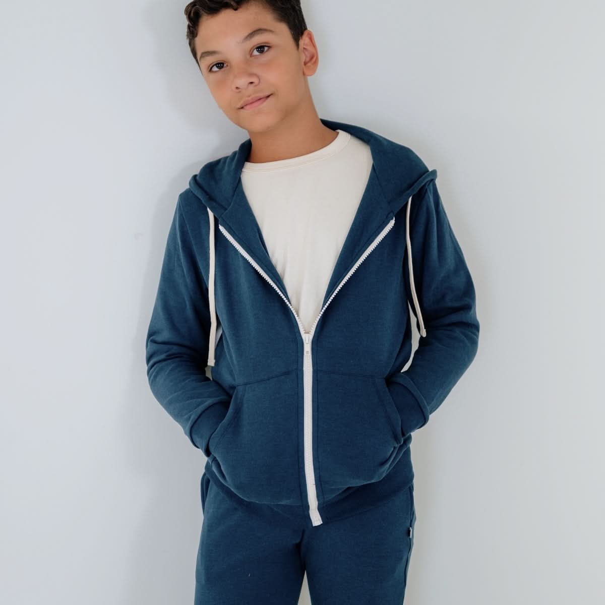 Youth Bamboo Fleece Zip-Up Hoodie | Navy