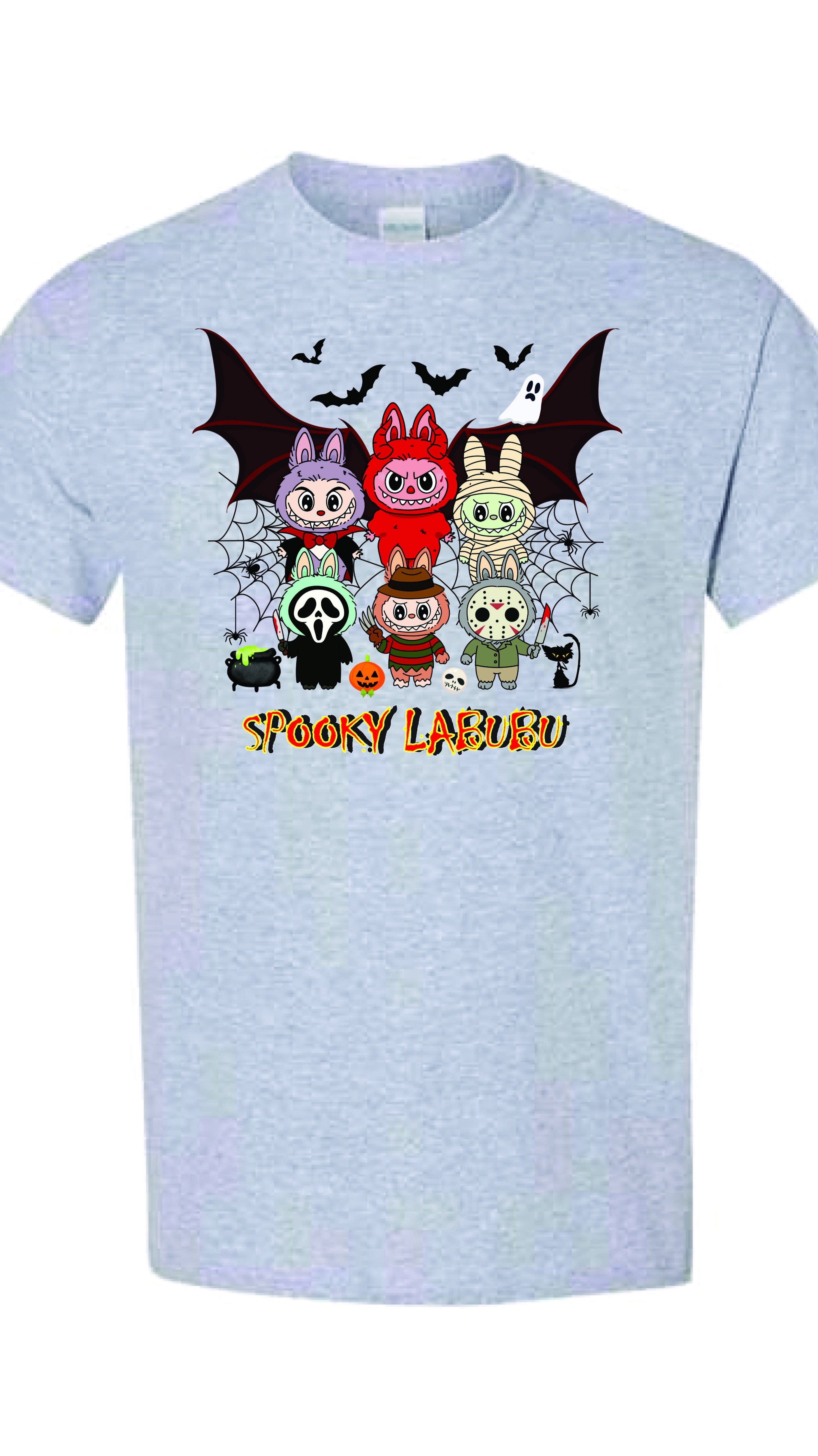 [Adult size] Halloween Labubu Graphic Tee: Kawaii Spooky 100% Cotton Unisex Shirt