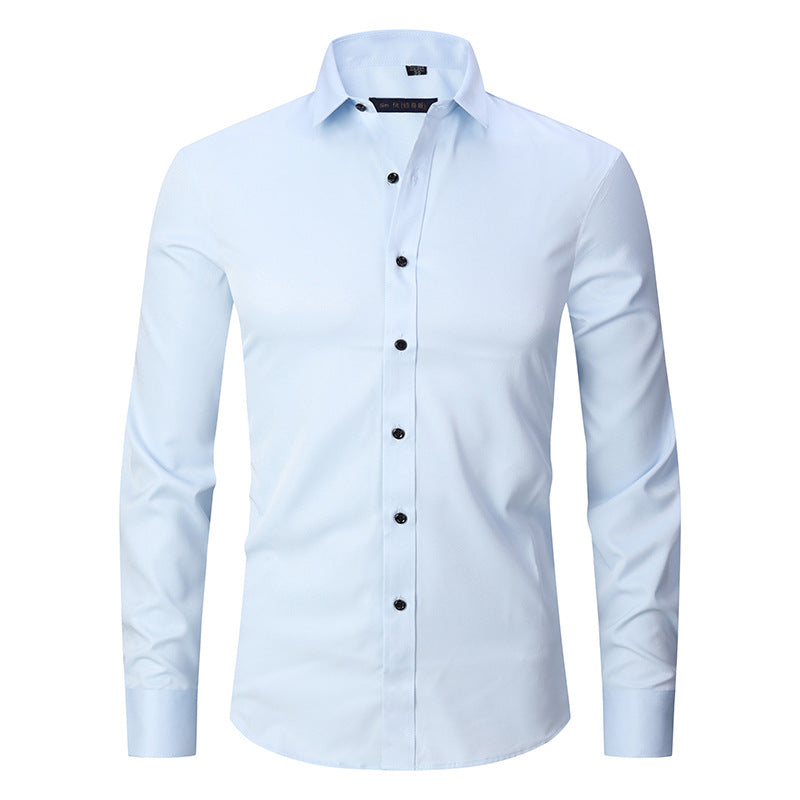 Men's Long Sleeve Business Casual Shirt – Loose Fit, 10 Colors, S–8XL | Canada & USA