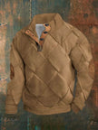 Half Button Up Sweater – Loose Fit Polyester Pullover for All Sizes