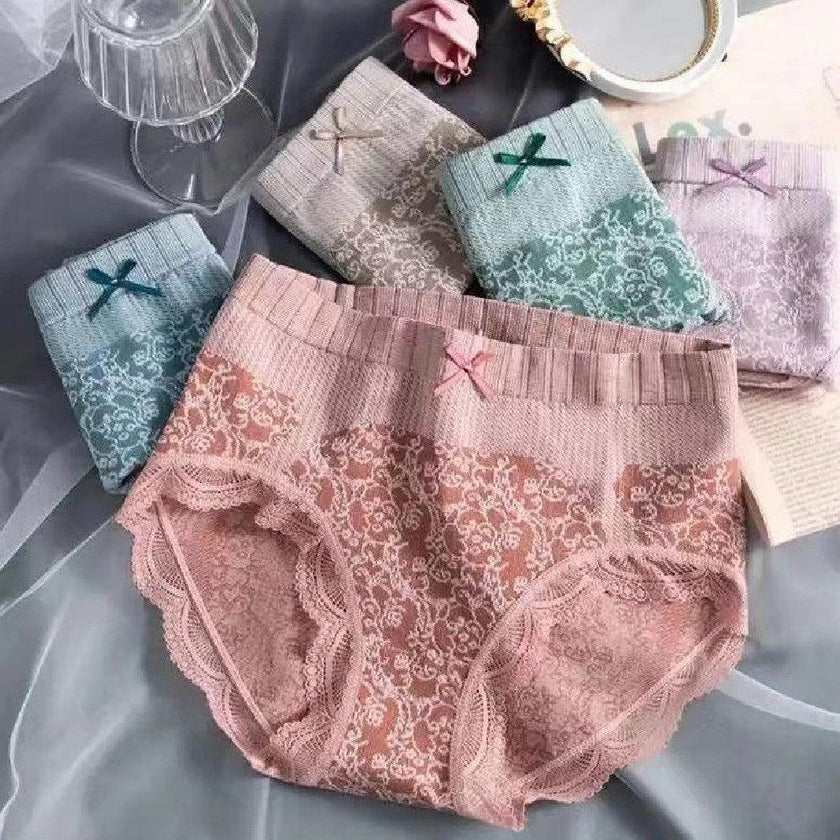 Women's Plus Size Nylon Lace Mid-Waist Slimming Briefs Shaping Underwear