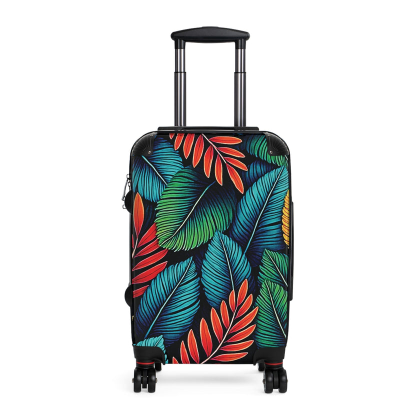 Tropical Leaf Carry-On Suitcase – Colorful Palm Print Travel Luggage