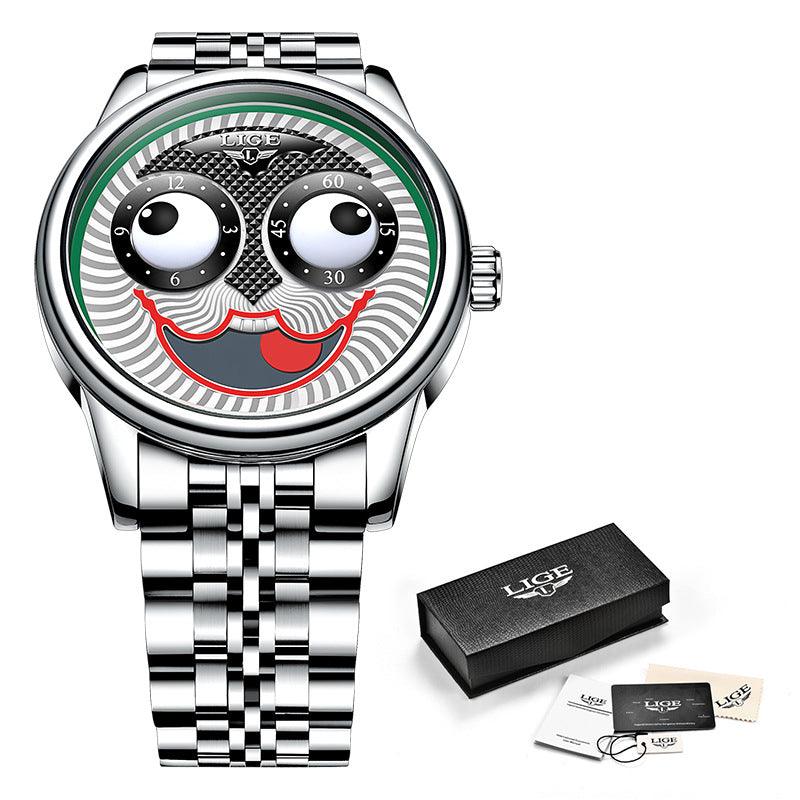 Unisex Chain Watch Mechanical Moon Phase Stainless Steel Dress Watch