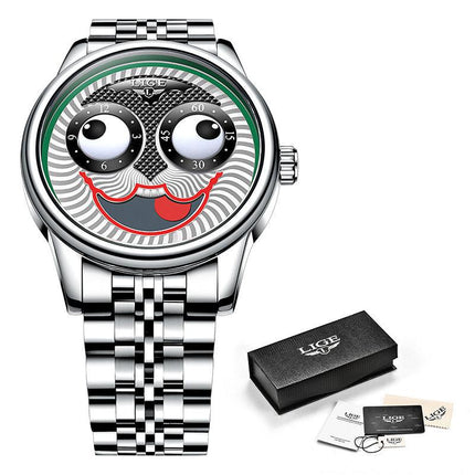 Unisex Chain Watch Mechanical Moon Phase Stainless Steel Dress Watch