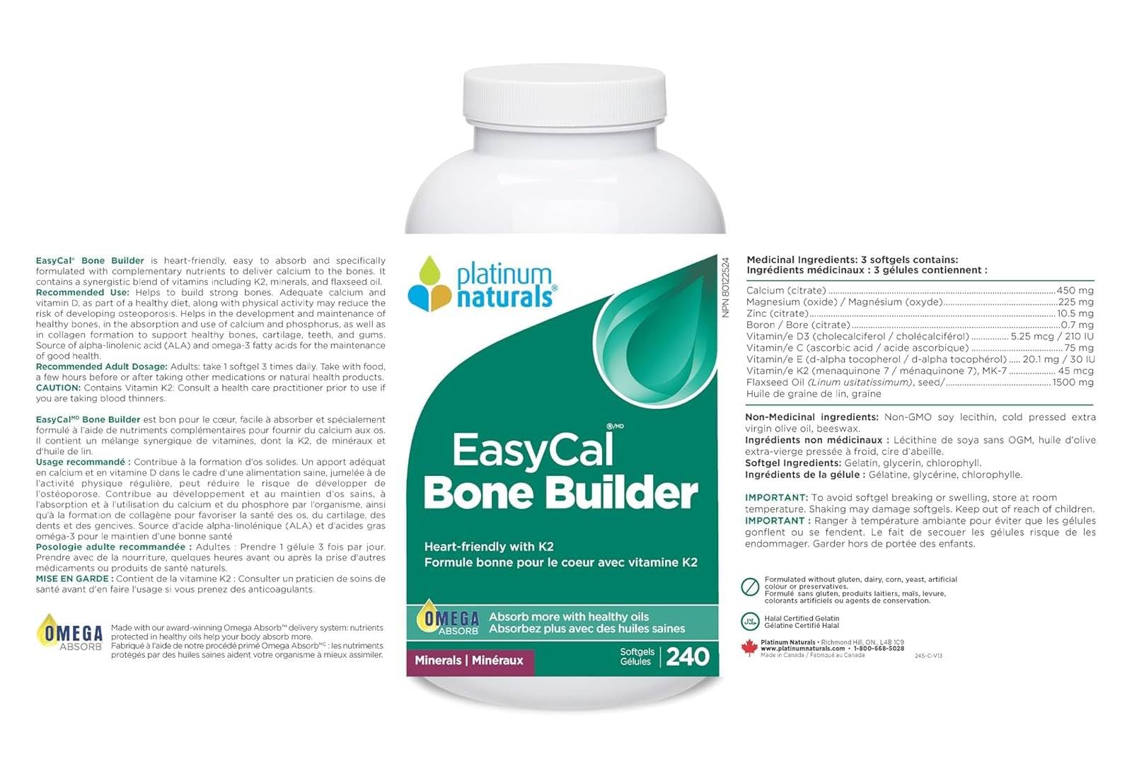 Platinum Naturals - EasyCal Bone Builder (120sg)