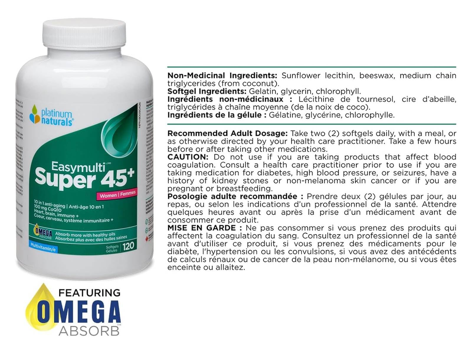 Platinum Naturals - Super Easymulti 45+ For Women (120tab)