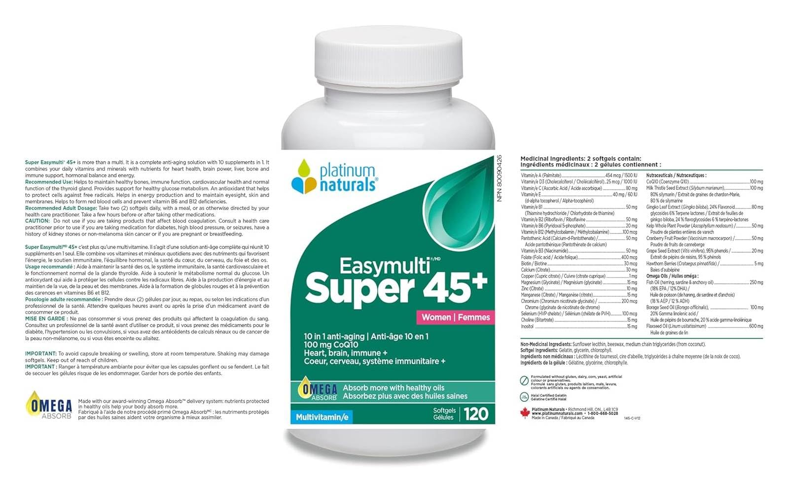 Platinum Naturals - Super Easymulti 45+ For Women (120tab)