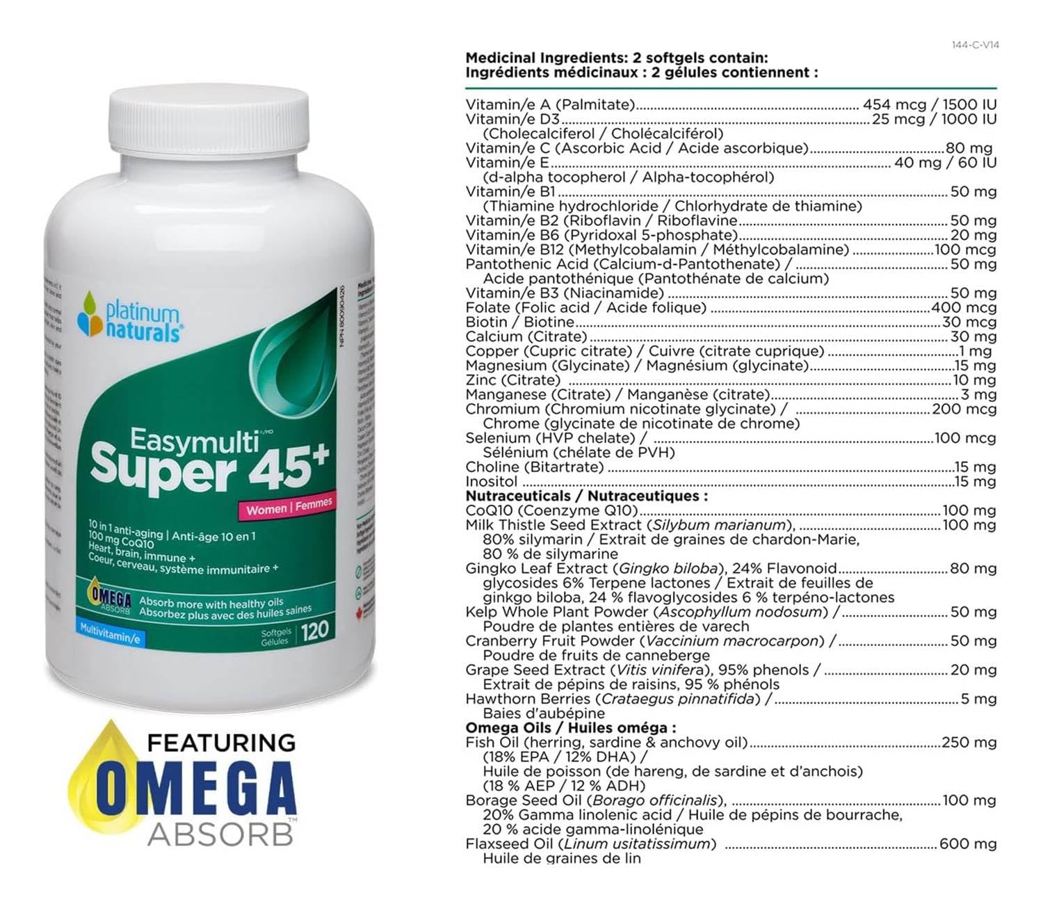 Platinum Naturals - Super Easymulti 45+ For Women (120tab)