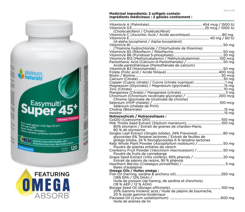 Platinum Naturals - Super Easymulti 45+ For Women (120tab)