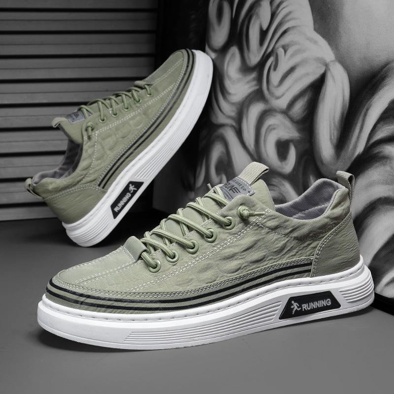 Men's Canvas Slip-On Sneakers Striped Color-Block Low-Top Casual Shoes