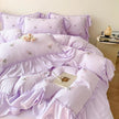 Embroidered Wide Edge Floral Washed Cotton Four-piece Duvet Cover Bedding Set
