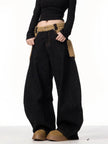 Retro Minority Design Inside-out Wear Stitching Baggy Jeans Pant For Women