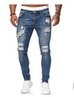 Slim fit Ripped Straight leg denim Jean Pant trousers for men