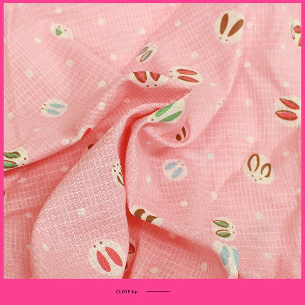[Pre-Order] Dress Yukata & Obi Set: Rabbit Pattern - Pink (Obi Color Varies) (Save 50% in January)