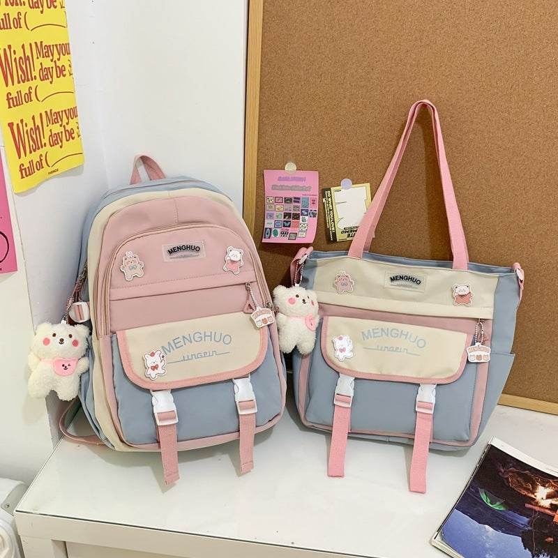 2pcs Large Capacity School College Girls Backpack Shoulder Bag