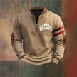 Casual 3D Digital Printing Stand Collar Men's Street Quarter Zip Sweatshirt top