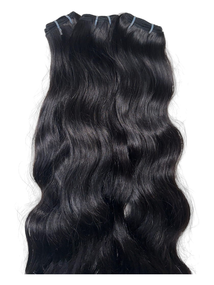 Cheveux indiens vierges, boucles ondulées.