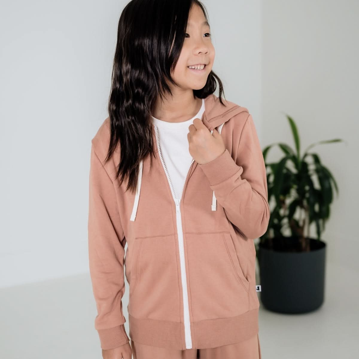 Youth Bamboo Fleece Zip-Up Hoodie | Cranberry