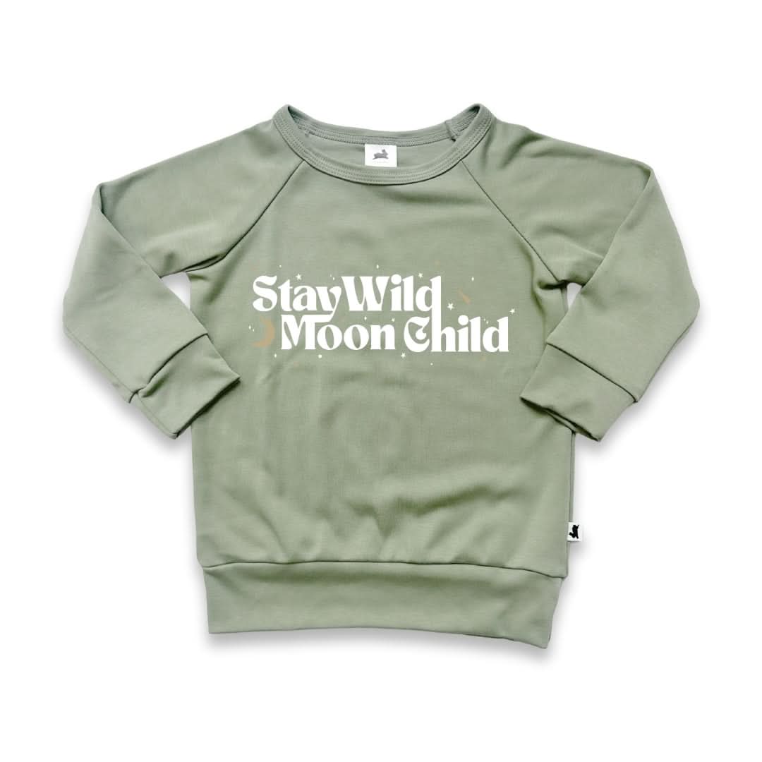 Baby/Kids' Graphic Bamboo Raglan Sleeve Pullover | Planets In Graphite