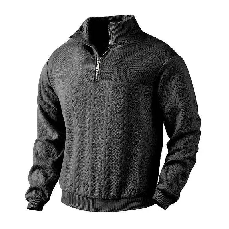 Casual Autumn Winter Half Zip Stand Collar Pullover Sweater top  Men
