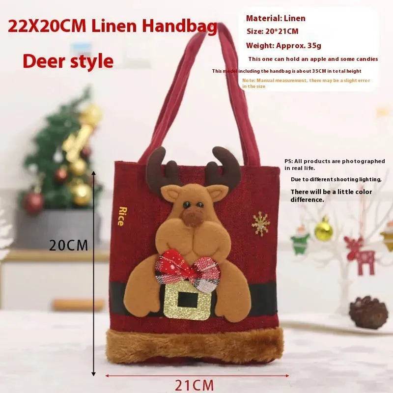 Christmas Candy Gift Tote Bag For Kids Funny Creative Santa Claus Elk Snowman Bear Handbag Small Christmas Tree Decoration Bags