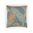 Tropical Leaf Woven Pillow | Teal Rust Boho Decorative Throw