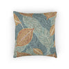 Tropical Leaf Woven Pillow | Teal Rust Boho Decorative Throw