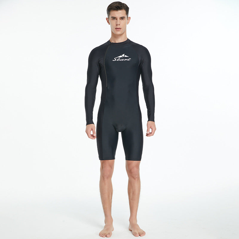 Men's One-Piece Long Sleeve Swimsuit | Sun Protection Quick-Dry Lycra Canada