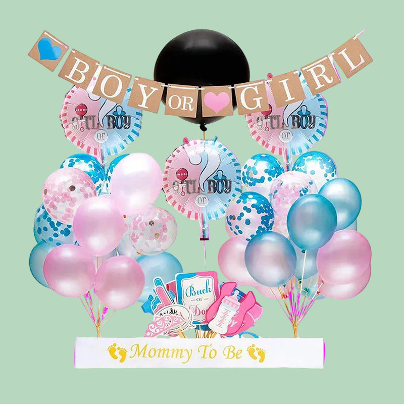 Gender Reveal Balloon Decoration Set – Pink & Blue Party Kit