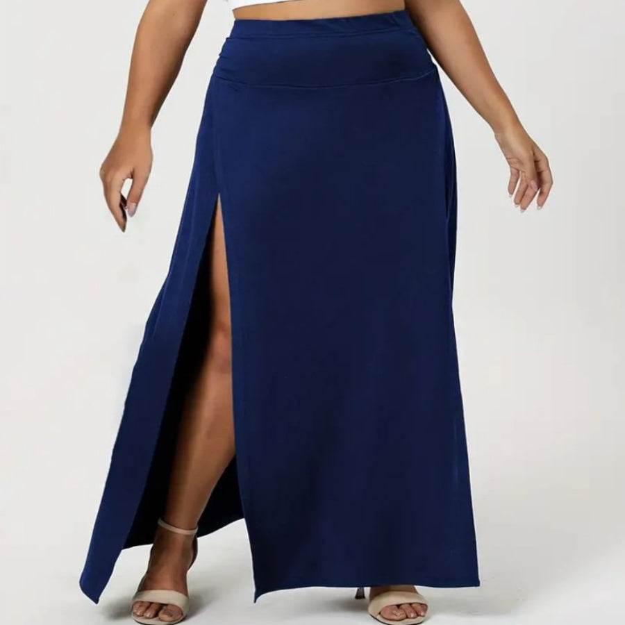 Women's High Waist Slit Solid Color Side Slit Maxi Skirt