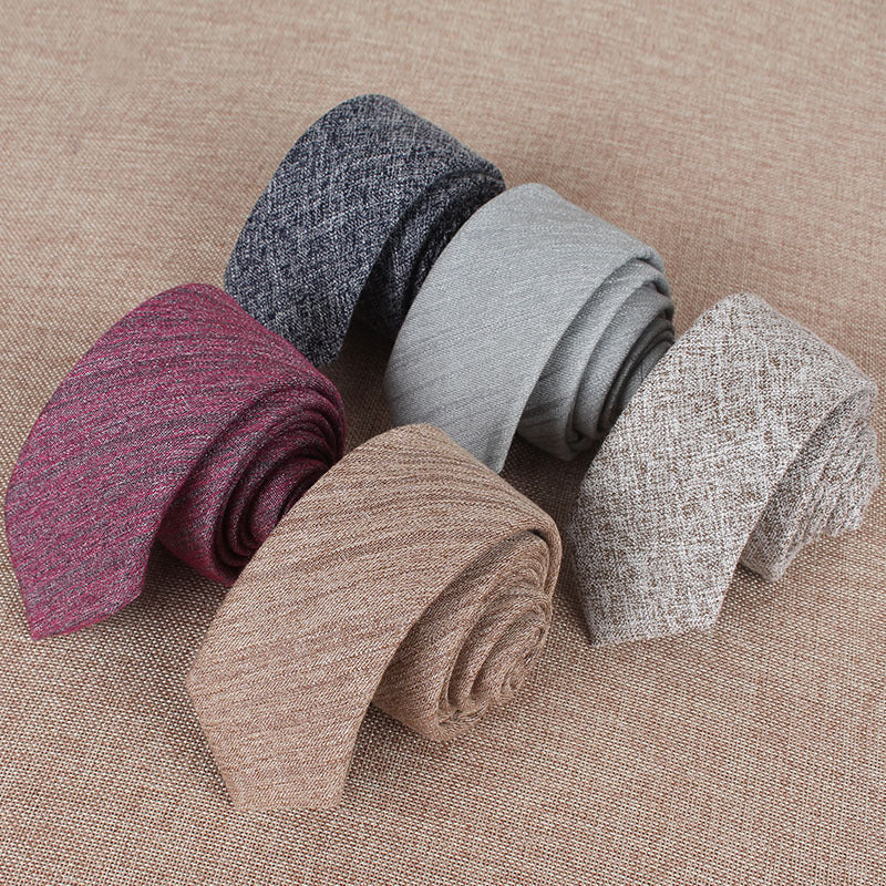 Men's Slim 6cm Cotton Necktie – Solid Color Arrow Tie for Business & Formal Wear | Canada & USA