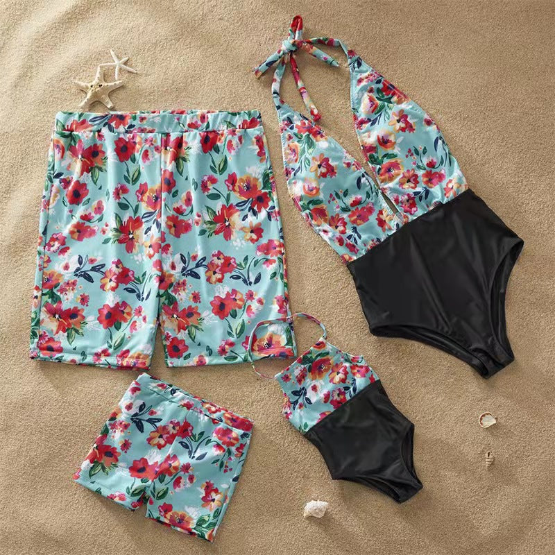 Family Matching Swimsuit Set – Parent-Child Swimwear for Mom, Dad, Girls, Boys & Baby