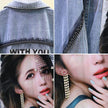 Fringe Denim Jacket Cotton Loose Fit for Women
