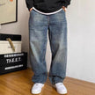 Heavyweight Washed Vintage Jeans – Unisex Baggy Straight-Leg Denim (M–8XL)
