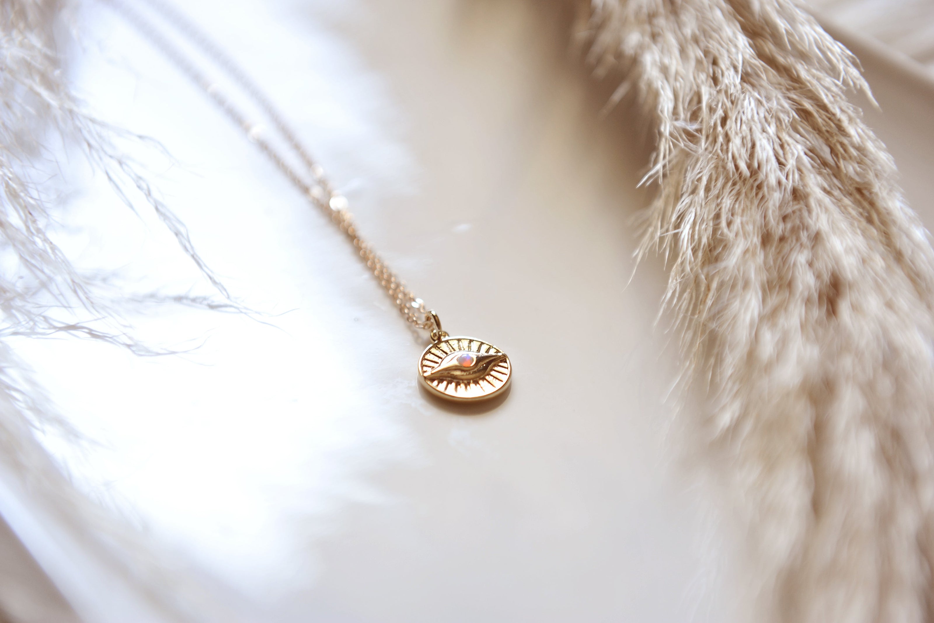 Sun Evil Eye Opal Necklace