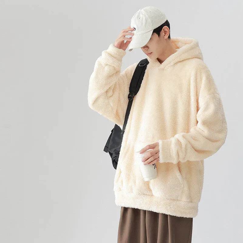 Couple Hoodie – Loose Fit Polyester Solid Color Matching Hoodies